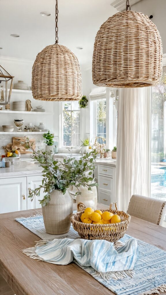 Add Coastal or Bohemian Textiles