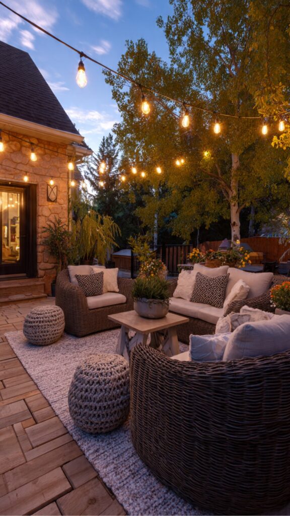 Add Outdoor String Lights for Evening Ambiance