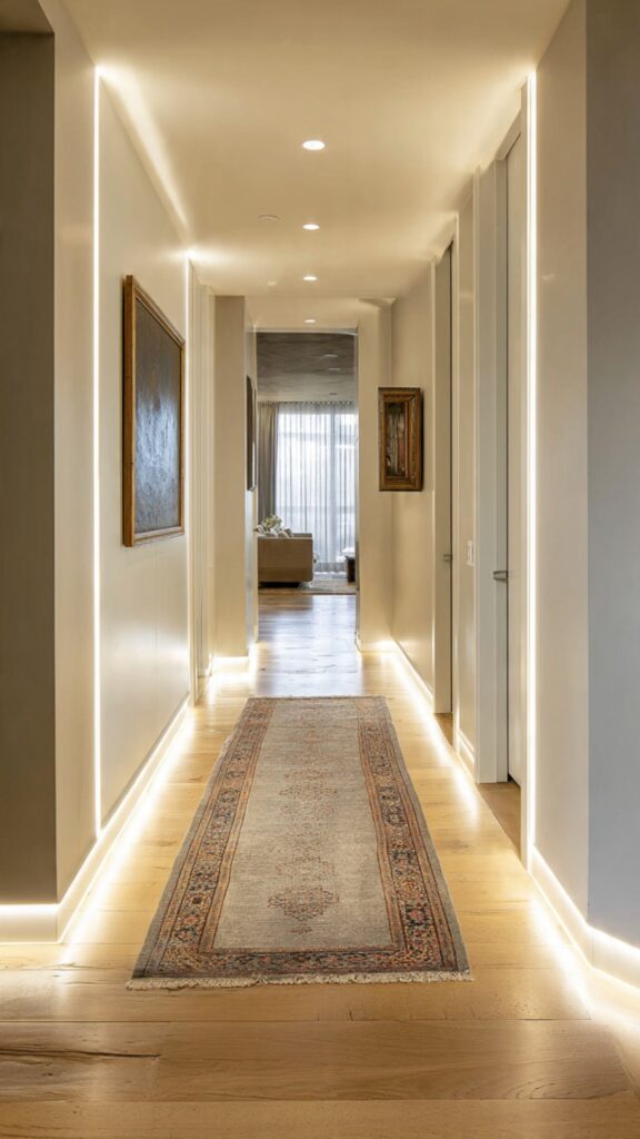 Add a Runner of LED Strip Lights for a Contemporary Edge
