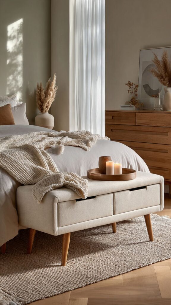 Bedroom Bench with Drawers