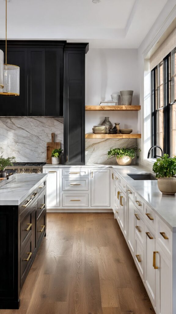 Black and White Two Tone Kitchen Cabinets