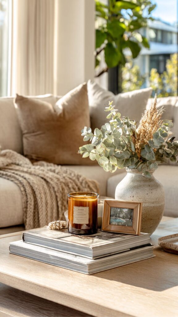 Coffee Table Decor with Personal Mementos