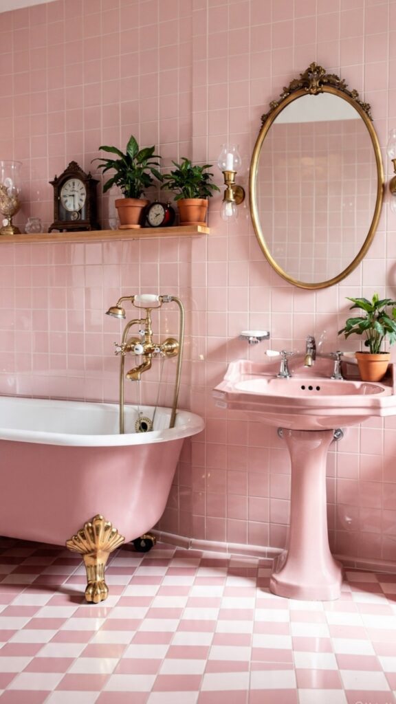 Create a Vintage Pink Bathroom With Retro Fixtures