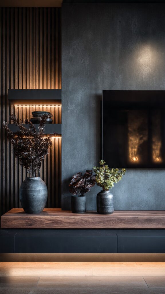 Dark and Moody TV Wall Design