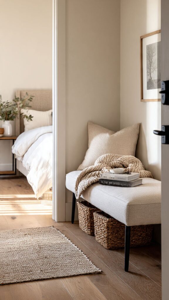 Entryway-Style Bench Repurposed for the Bedroom