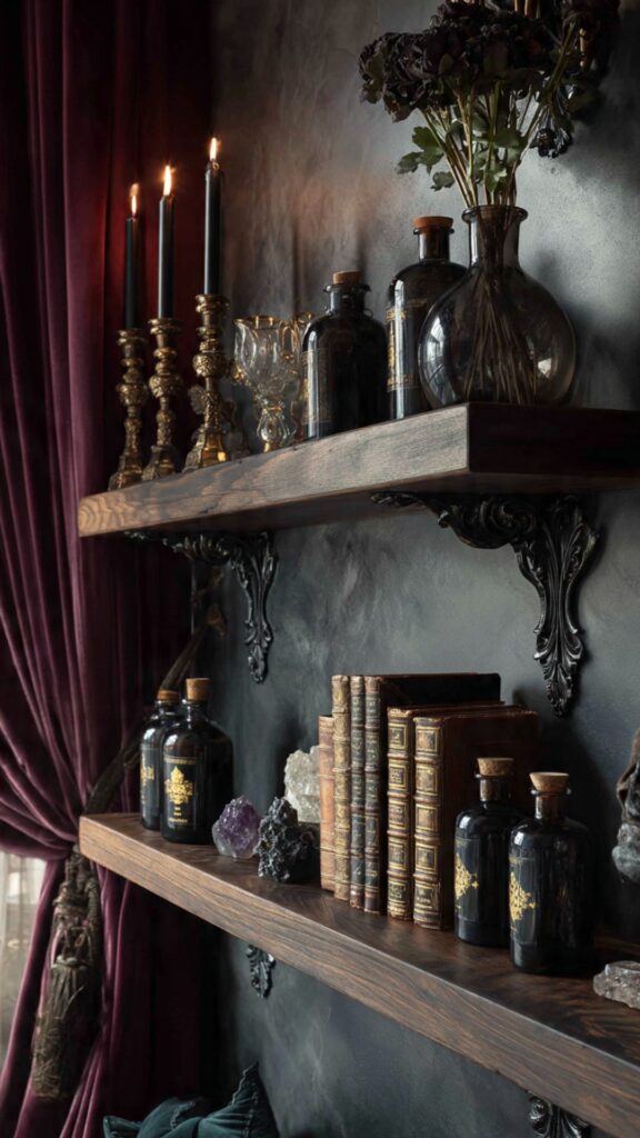 Gothic Bedroom Shelving and Display Areas
