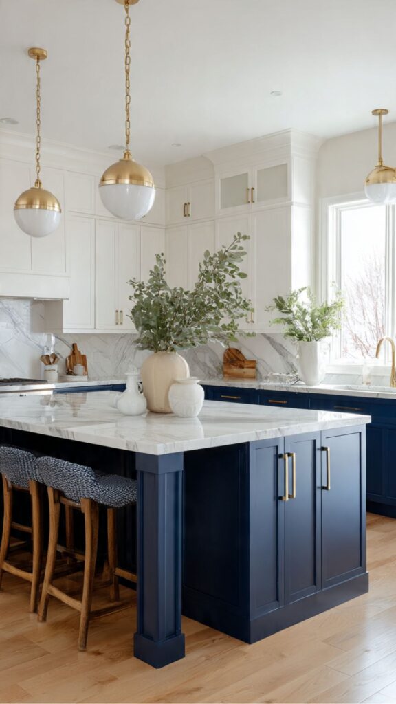 Navy Blue and White Two Tone Kitchens