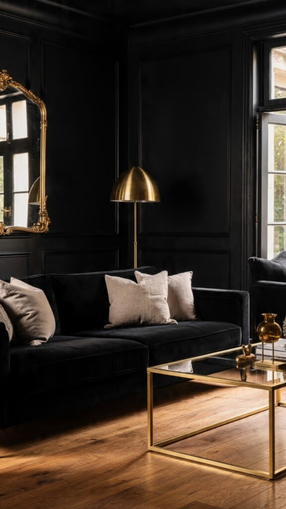 Pair Black With Gold or Brass Accents