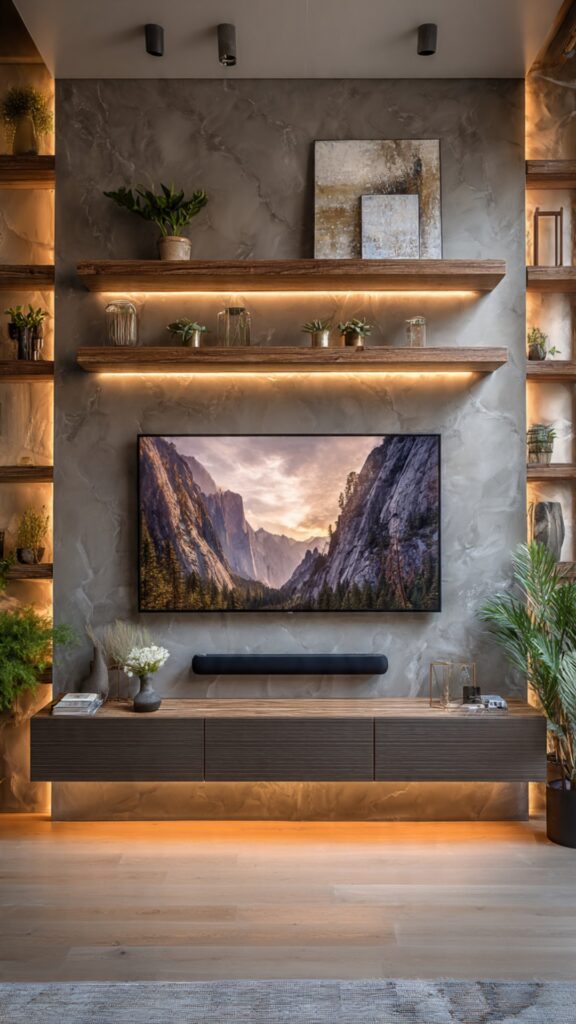 Smart TV Wall Design with Technology Integration