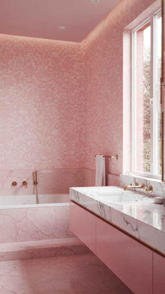 Try a Pink Bathroom Wallpaper for Instant Impact