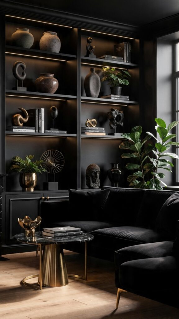 Use Black Shelving to Display Collections