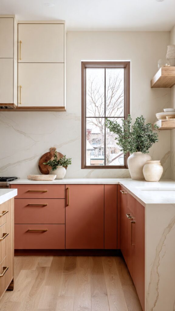 Warm Terracotta and Cream Two Tone Cabinets