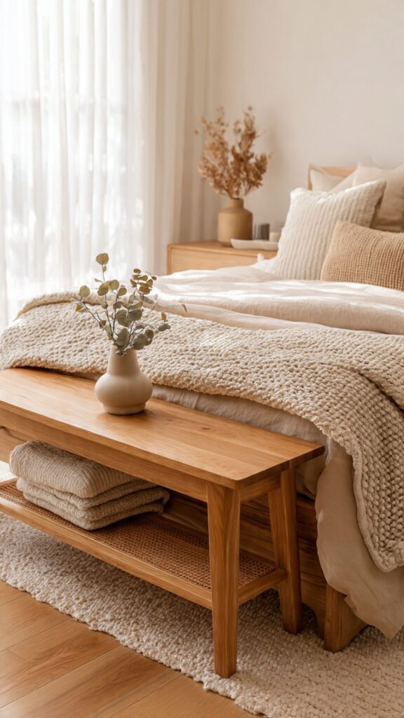 Wooden Bedroom Bench
