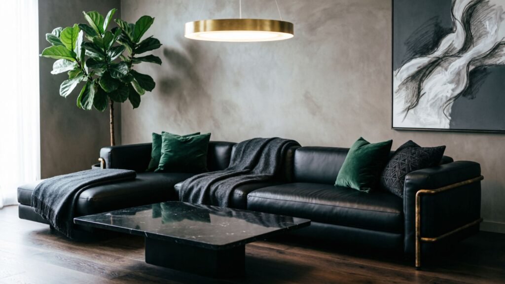 black living room decor