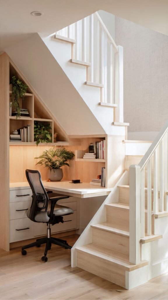 A Functional Home Office Under the Stairs