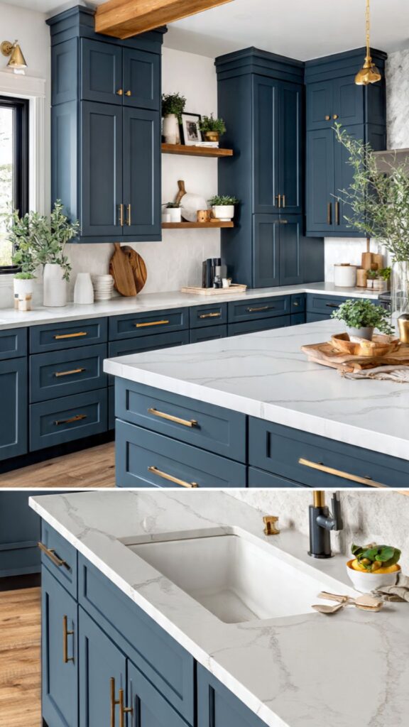 Best Countertops for Blue Kitchen Cabinets