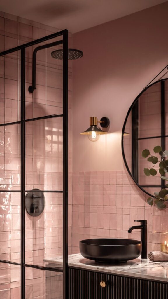Black Fixtures with Pink Walls