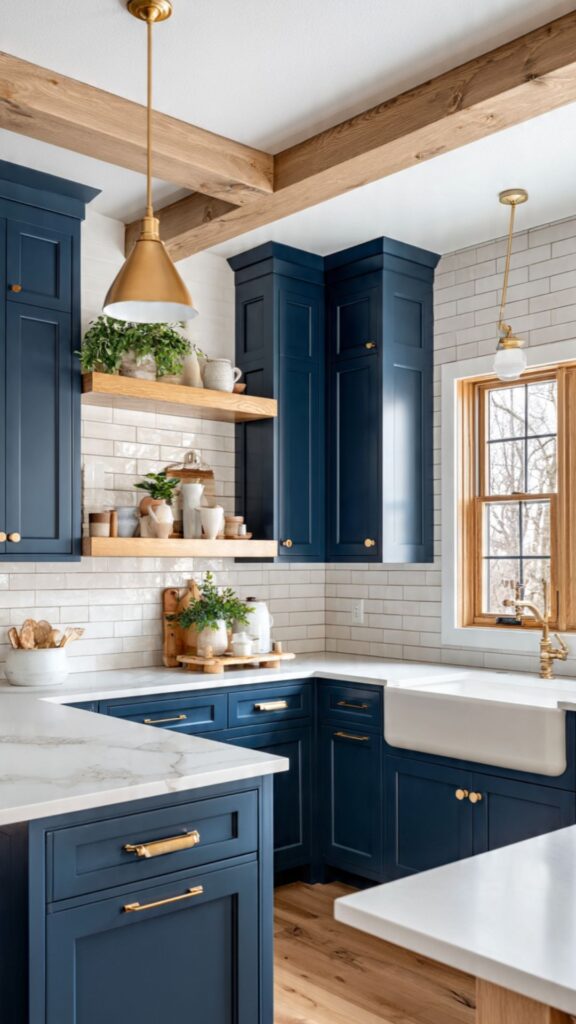 Blue Cabinets in Modern Farmhouse Style