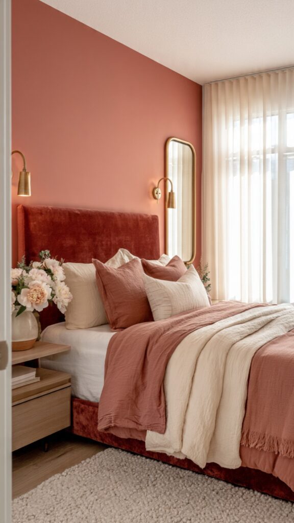 Blush Red Romantic Bedroom