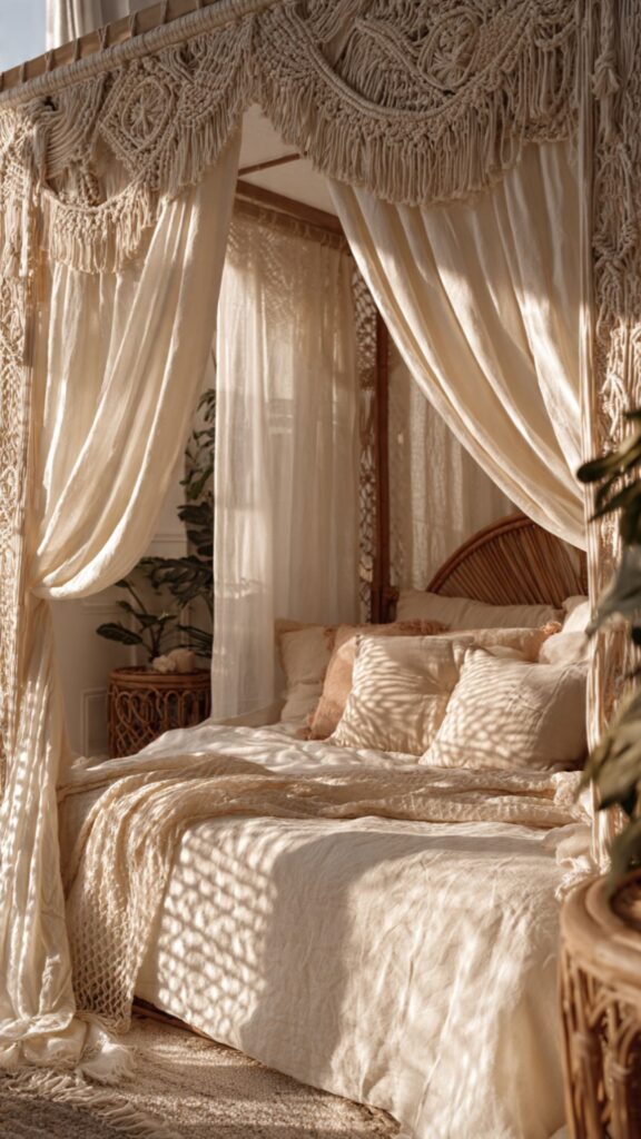 Bohemian Macramé and Textured Curtains