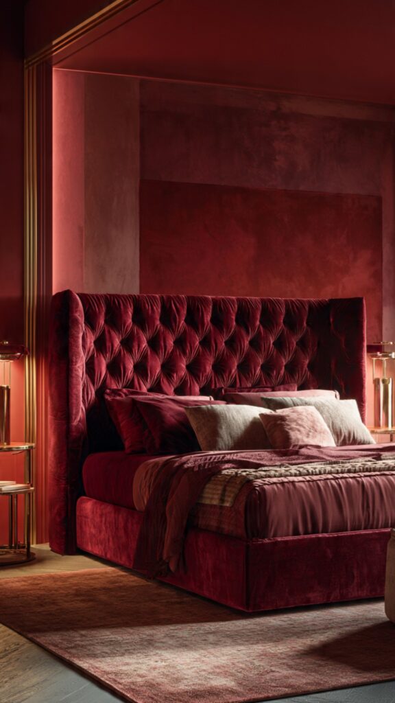 Burgundy Velvet Headboard