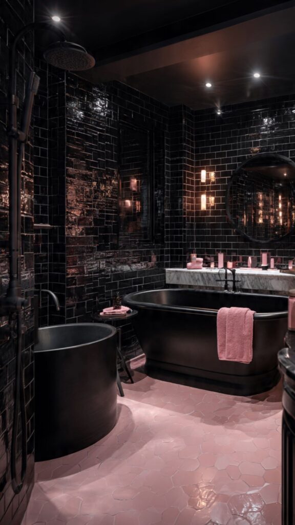 Classic Black and Pink Tile Combinations