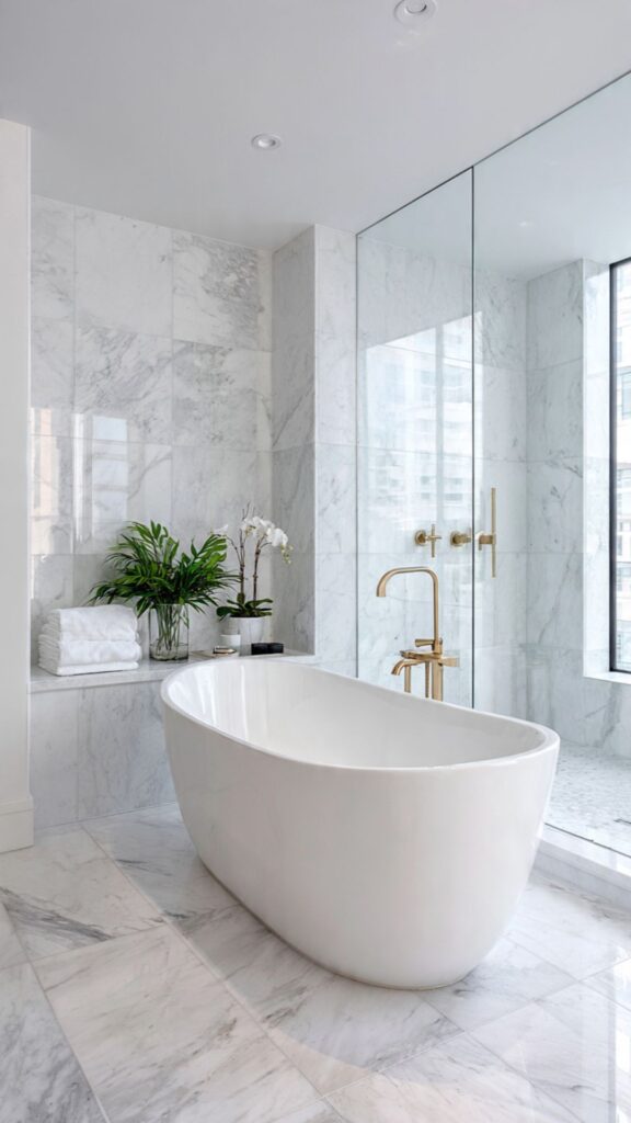 Create a Spa-Like Atmosphere with White Marble