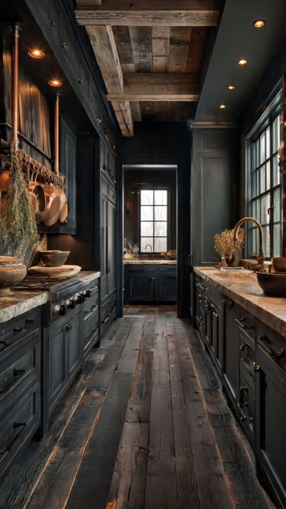 Design Dark Rustic Kitchen Flooring That Grounds the Space