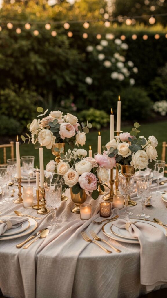 Design a Romantic Outdoor Tablescape with Layered Centerpieces