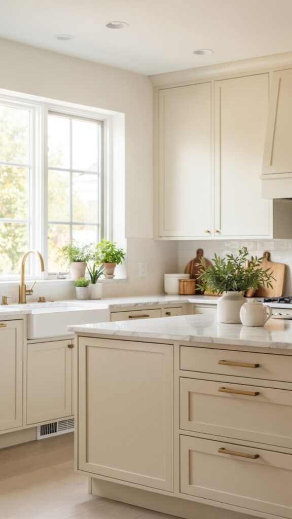 Design a Transitional Kitchen with Cream Cabinets and Clean Lines