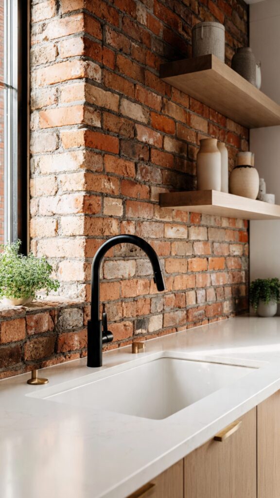 Exposed Brick Backsplash