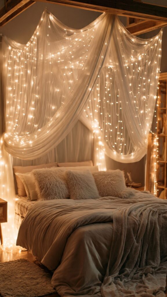 Fairy Light Canopy Bed