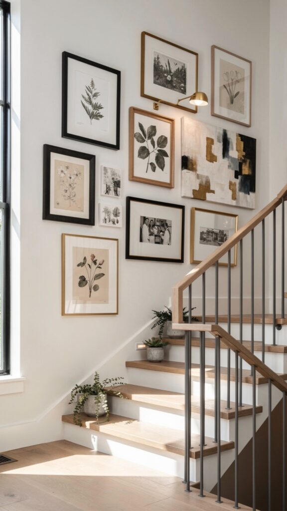 Gallery Wall Display Along the Staircase