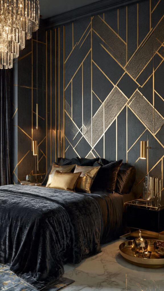 Gold Geometric Wallpaper as a Feature Wall