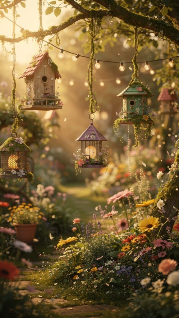Hang Decorative Birdhouses and Feeders