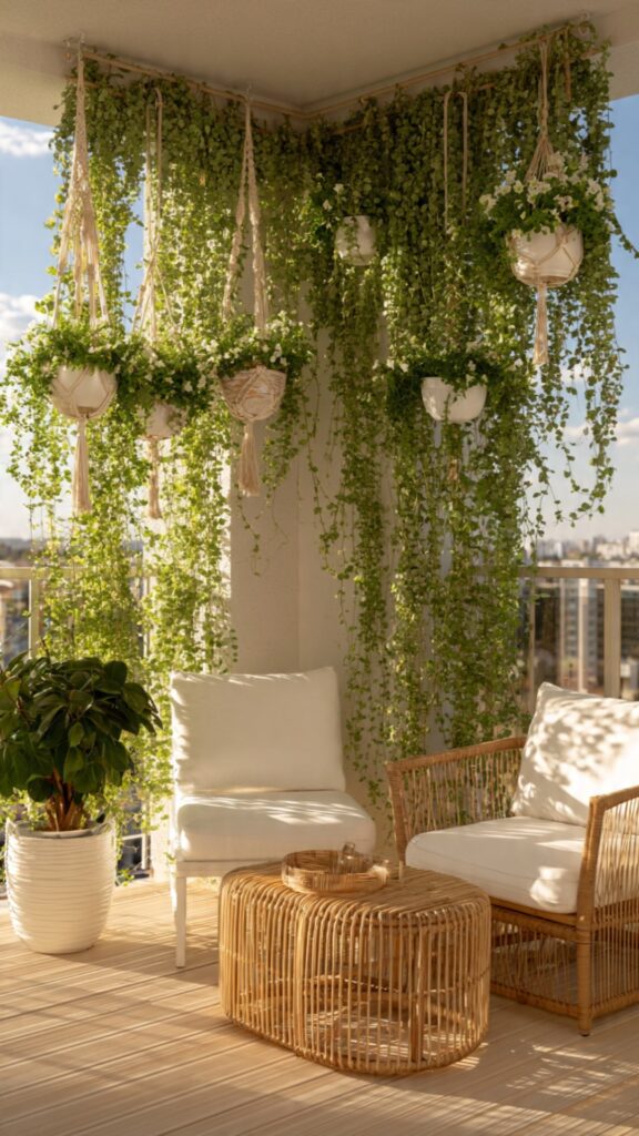 Hang Planters to Keep the Floor Clear