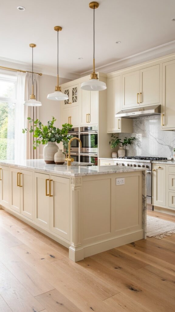 Incorporate a Cream Kitchen Island as a Focal Point