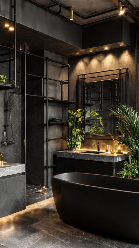 Industrial Black Pipe Décor