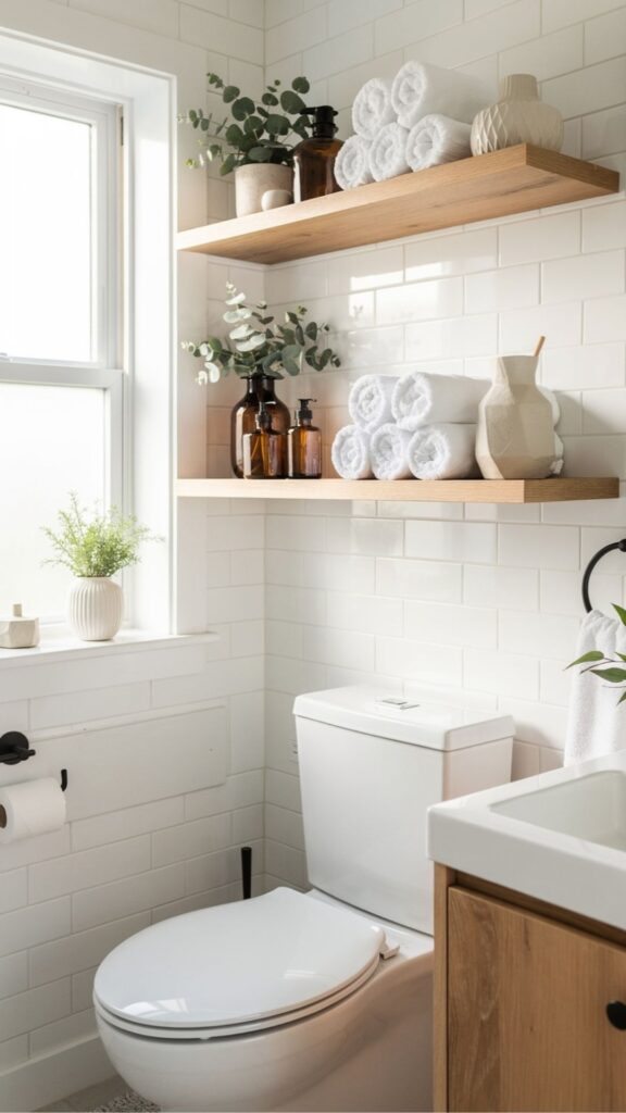 Install Floating Shelves Above the Toilet
