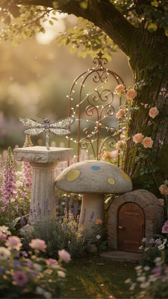 Install Whimsical Garden Sculptures and Art