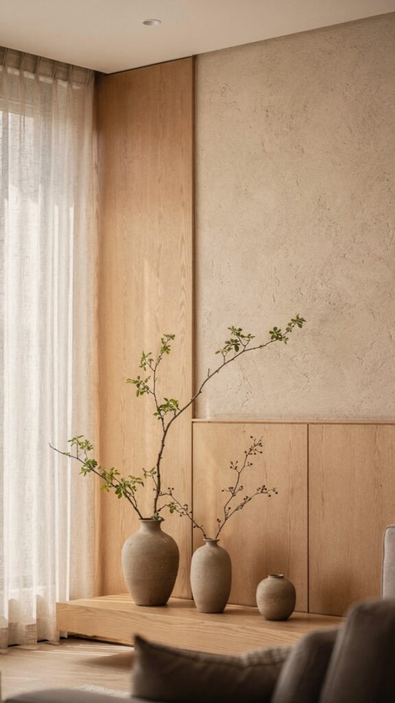 Japandi Living Room Walls