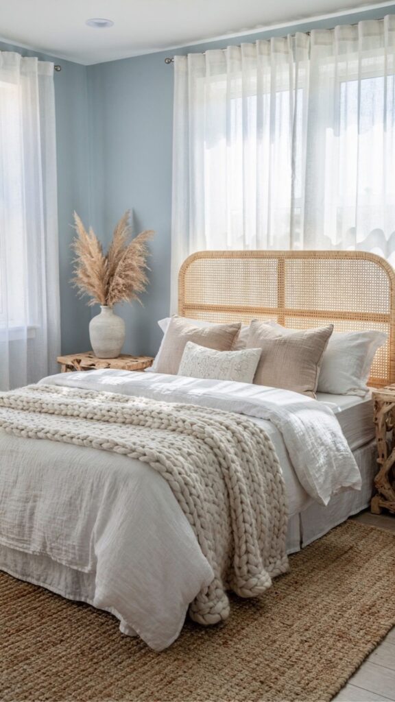 Layer Bedding With Texture and Light Fabrics