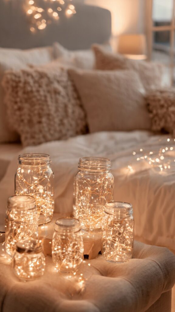 Mason Jar Fairy Light Clusters