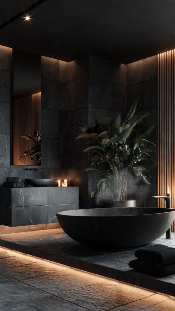 Minimalist Black Spa Bathroom