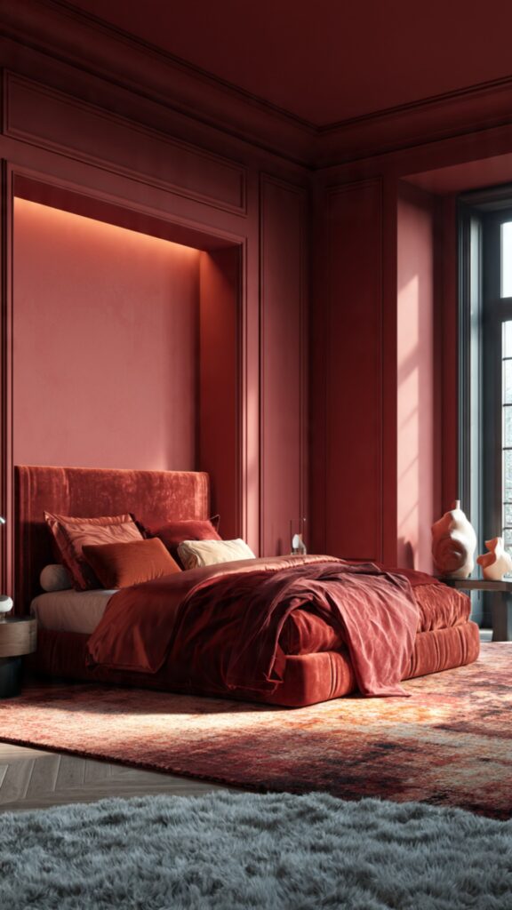 Monochromatic Red Bedroom