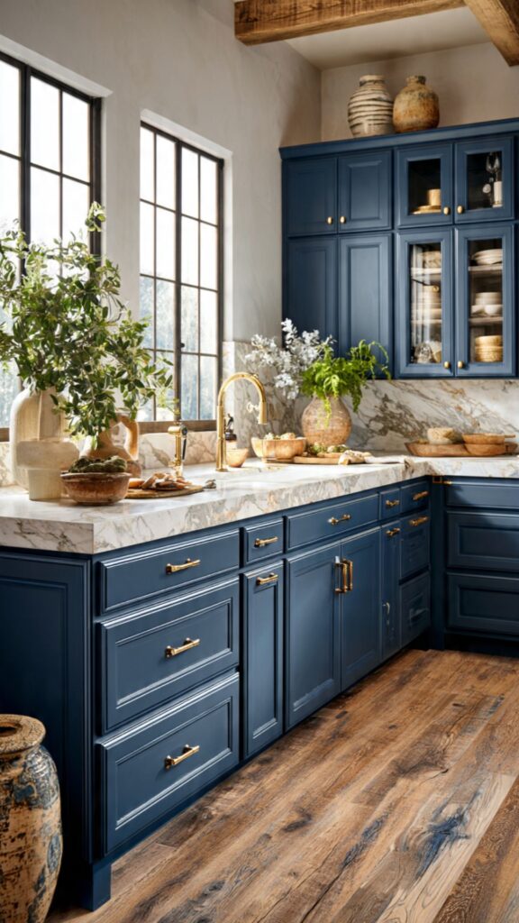 Painted vs. Factory-Finished Blue Cabinets