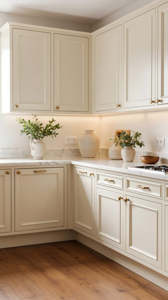 Pair Cream Cabinets with Warm White Walls for a Seamless Look