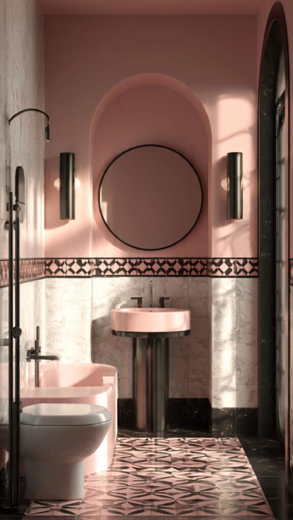 Pink and Black Bathroom Flooring Options