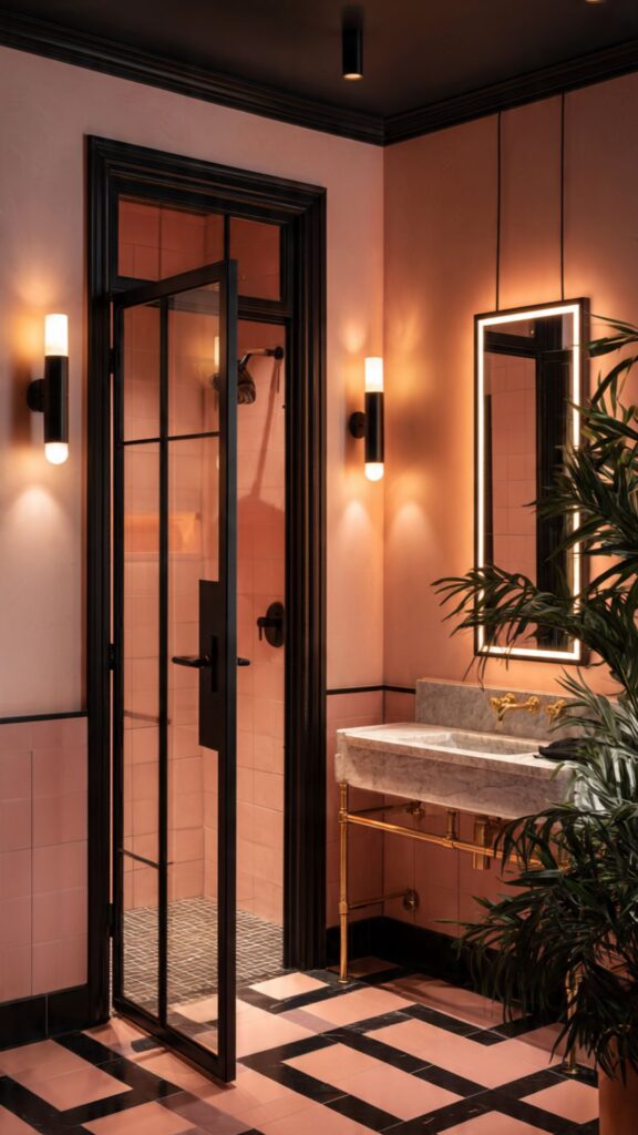 Pink and Black Bathroom Lighting Ideas