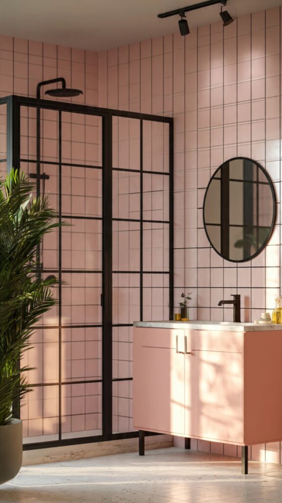 Pink and Black Bathroom on a Budget